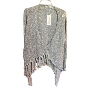 Ceasikery Tassel Cardigan Sweater Sz M Gray/White NWT
